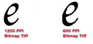 comparison of a 1200ppi bitmap tiff vs a 600ppi bitmap tiff