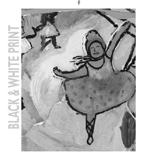 black and white print of a ballerina painting