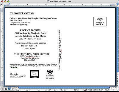 formatting a postcard in microsoft word