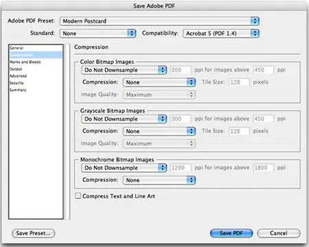 adobe illustrator pdf export compression options