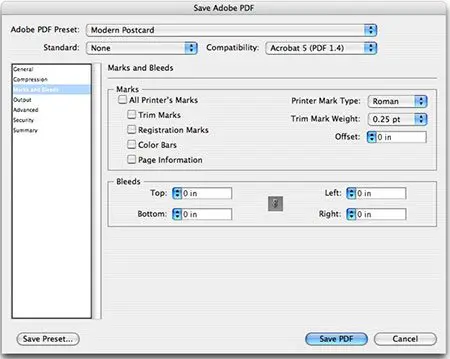 adobe illustrator pdf export options for marks and bleed