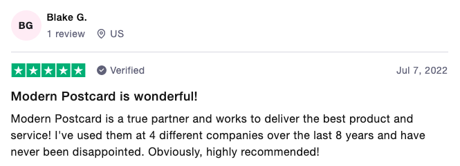 TrustPilot Review for Modern Postcard 1