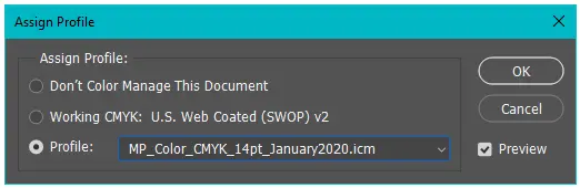 Photoshop - Assign a Color Profile