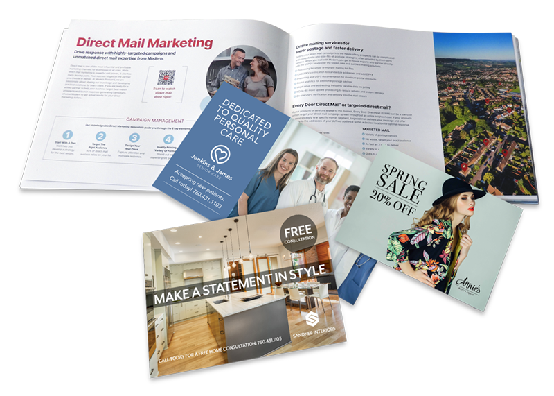 Marketing Kit printed samples in various formats