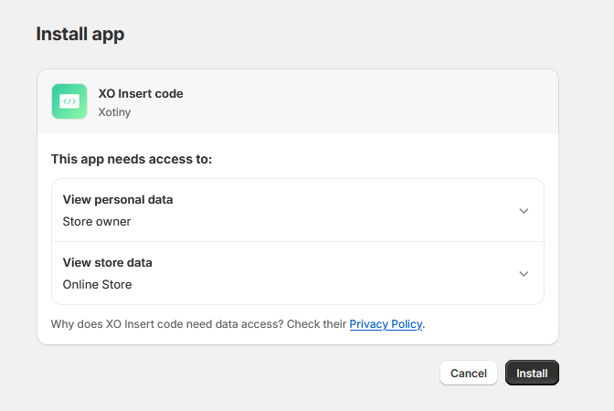 Shopify XO Head Footer Code Install