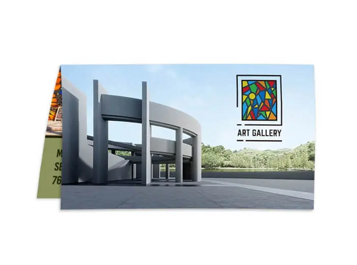 folded double business card product image showing an art gallery folded business card