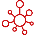 Full suite of services icons represented by connected circles