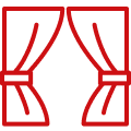 white label icon represented by curtains