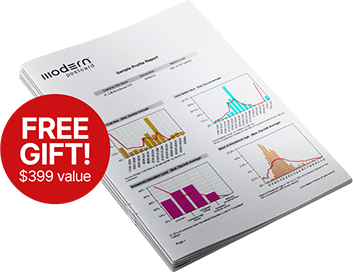 Demographic Booklet with graphs on the front and FREE GIFT in a red text bubble