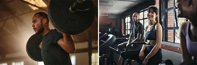 Man lifting very heavy weights along with others in the gym