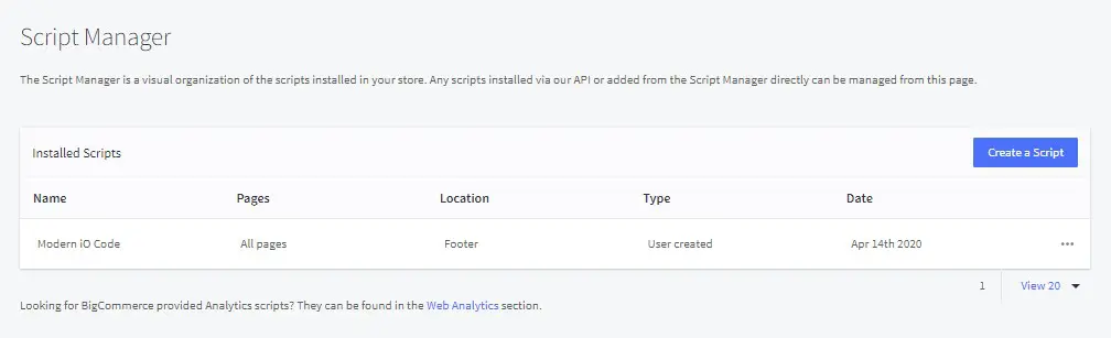 BigCommerce Script Manager Add Script